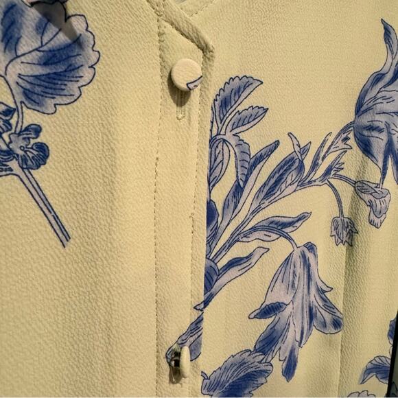 NWT Talbots Bright Floral Short Sleeve Button Front Midi Dress Green/Blue Sz 14 - Picture 5 of 14